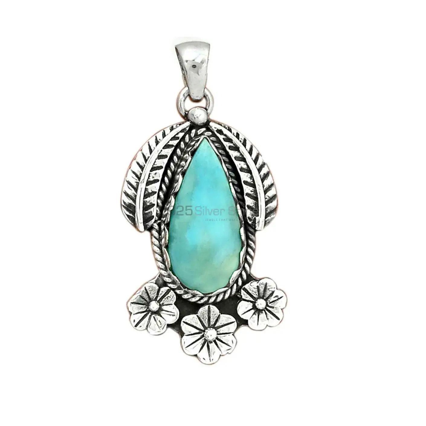 Wholesale Larimar Gemstone Handmade Pendants In Solid Sterling Silver Jewelry 925SP091-5_1