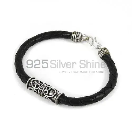 Wholesale Leather Bracelets In Sterling Silver Jewelry 925SB321