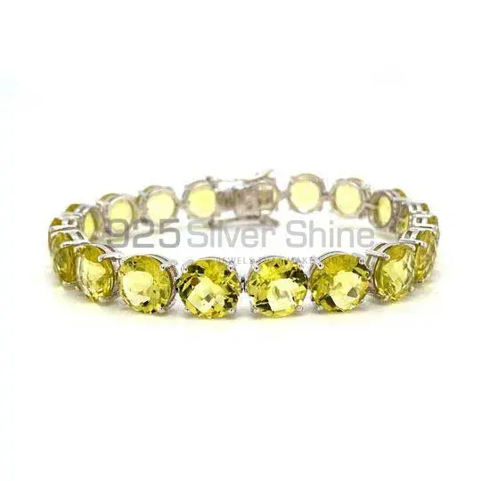 Wholesale Lemon Quartz Gemstone Tennis Bracelets In Fine Sterling Silver Jewelry 925SB192