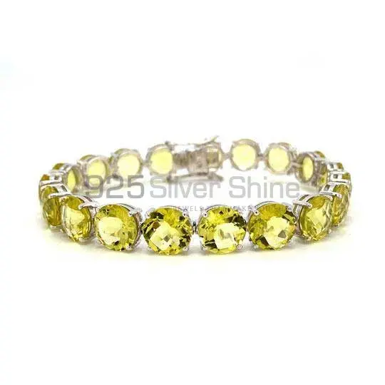 Lemon Quartz Gemstone Tennis Bracelets In Fine Sterling Silver Jewelry 925SB192