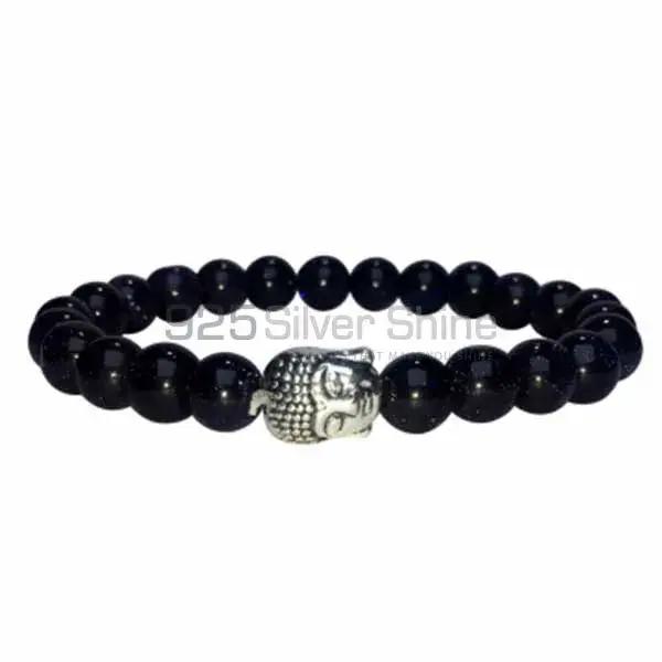 Wholesale Loose Black Onyx Gemstone Beads Bracelets 925BB129