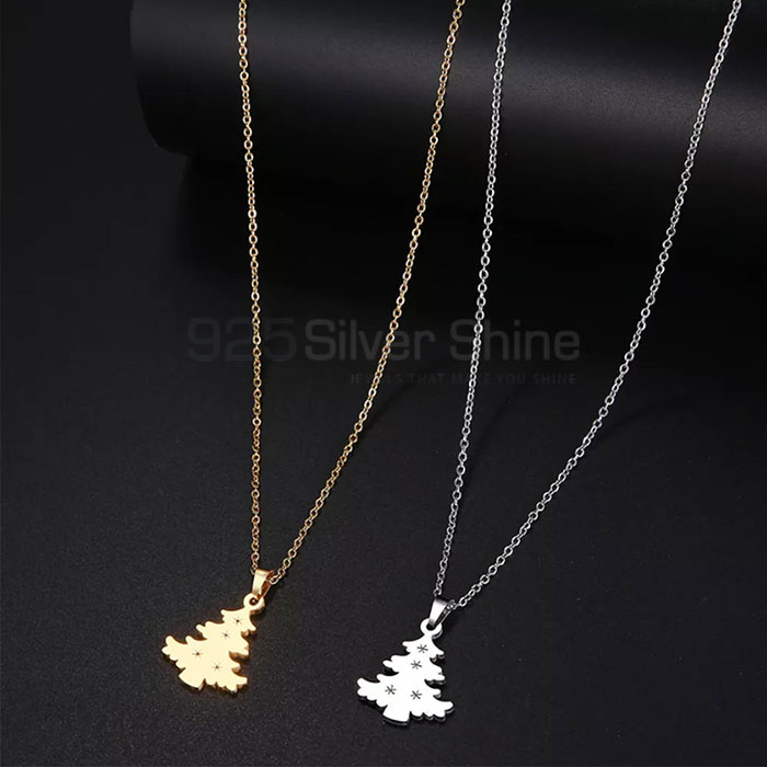 Wholesale Minimalist Christmas Tree Necklace Trends In 925 Sterling Silver CTMN14_1
