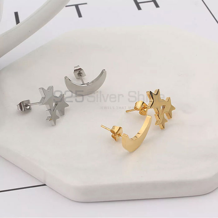 Wholesale Moon Star Stud Earring In 925 Silver Jewelry MOME388_1