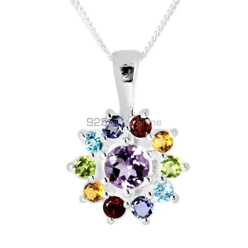 Wholesale Multi Gemstone Handmade Pendants In 925 Sterling Silver Jewelry 925SP250-4