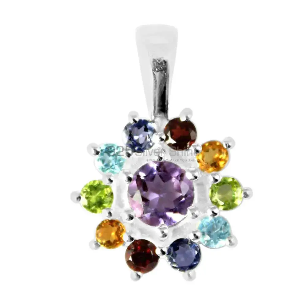 Wholesale Multi Gemstone Handmade Pendants In 925 Sterling Silver Jewelry 925SP250-4_0