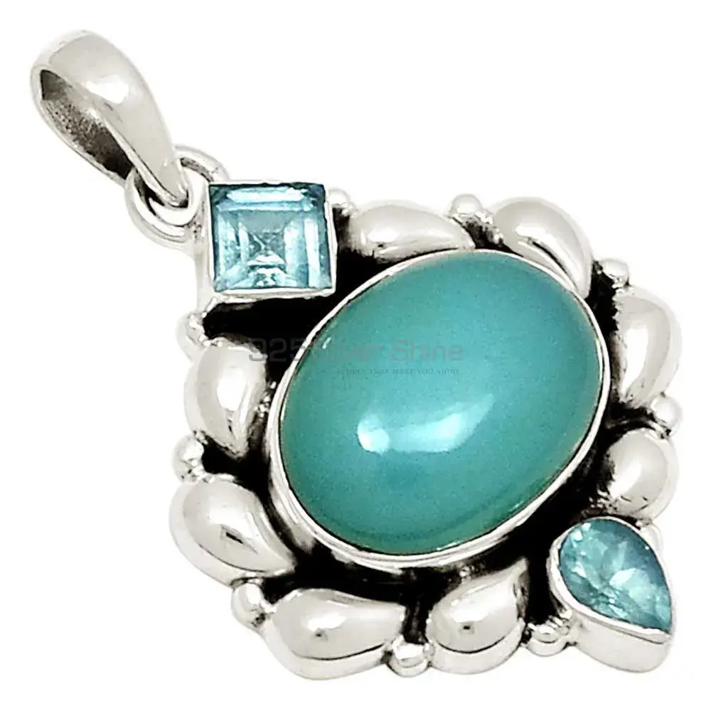 Wholesale Multi Gemstone Handmade Pendants In Solid Sterling Silver Jewelry 925SP119-3