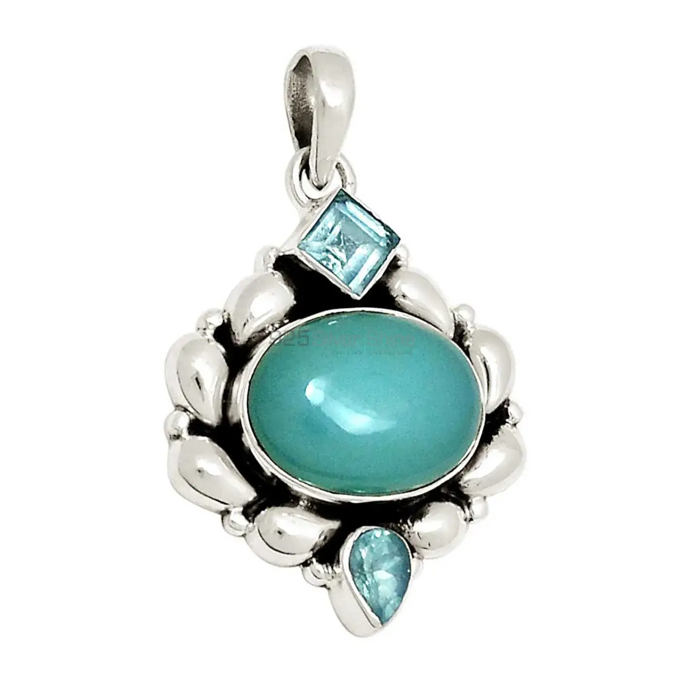 Multi Gemstone Handmade Pendants In Solid Sterling Silver Jewelry 925SP119-3_1
