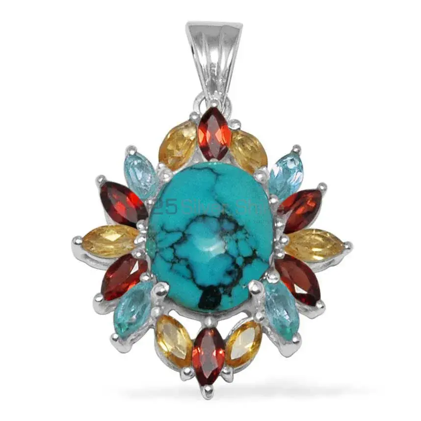Multi Gemstone Handmade Pendants In Solid Sterling Silver Jewelry 925SP1452_0