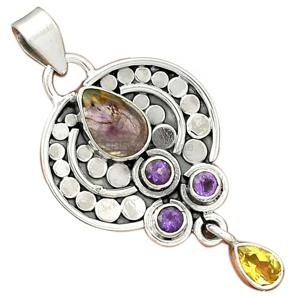 Multi Gemstone Pendants In 925 Solid Silver Jewelry 925SP32-3_0