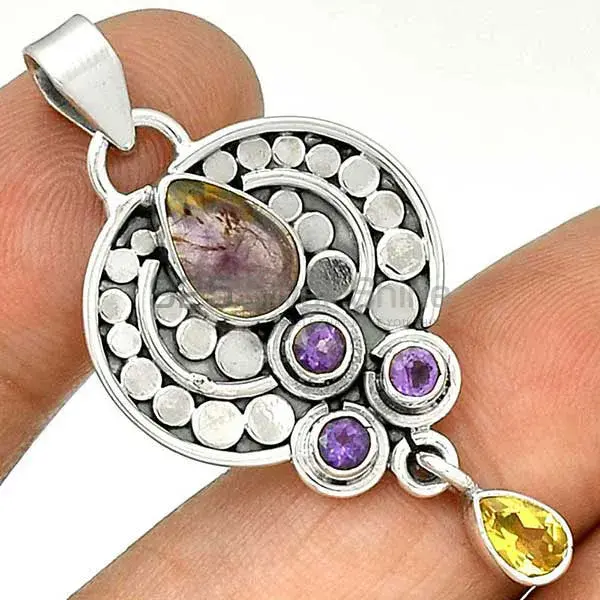 Multi Gemstone Pendants In 925 Solid Silver Jewelry 925SP32-3_1