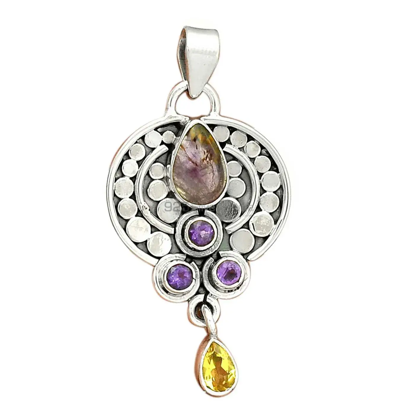 Multi Gemstone Pendants In 925 Solid Silver Jewelry 925SP32-3_2