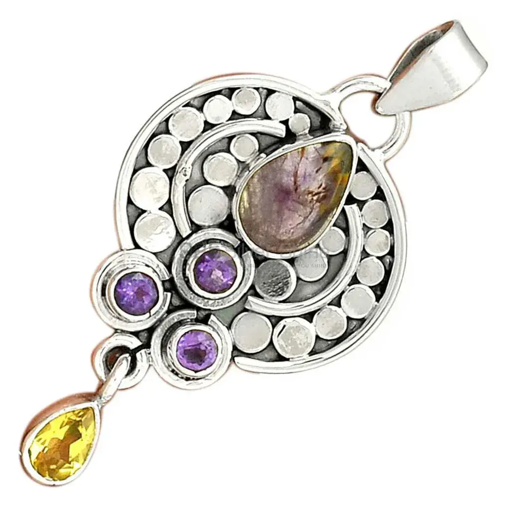 Multi Gemstone Pendants In 925 Solid Silver Jewelry 925SP32-3_3