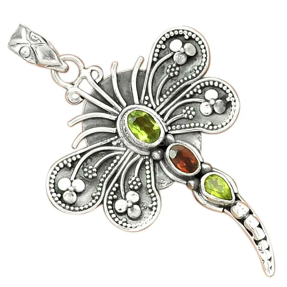 Multi Gemstone Pendants In Fine Sterling Silver Jewelry 925SP30-1_0