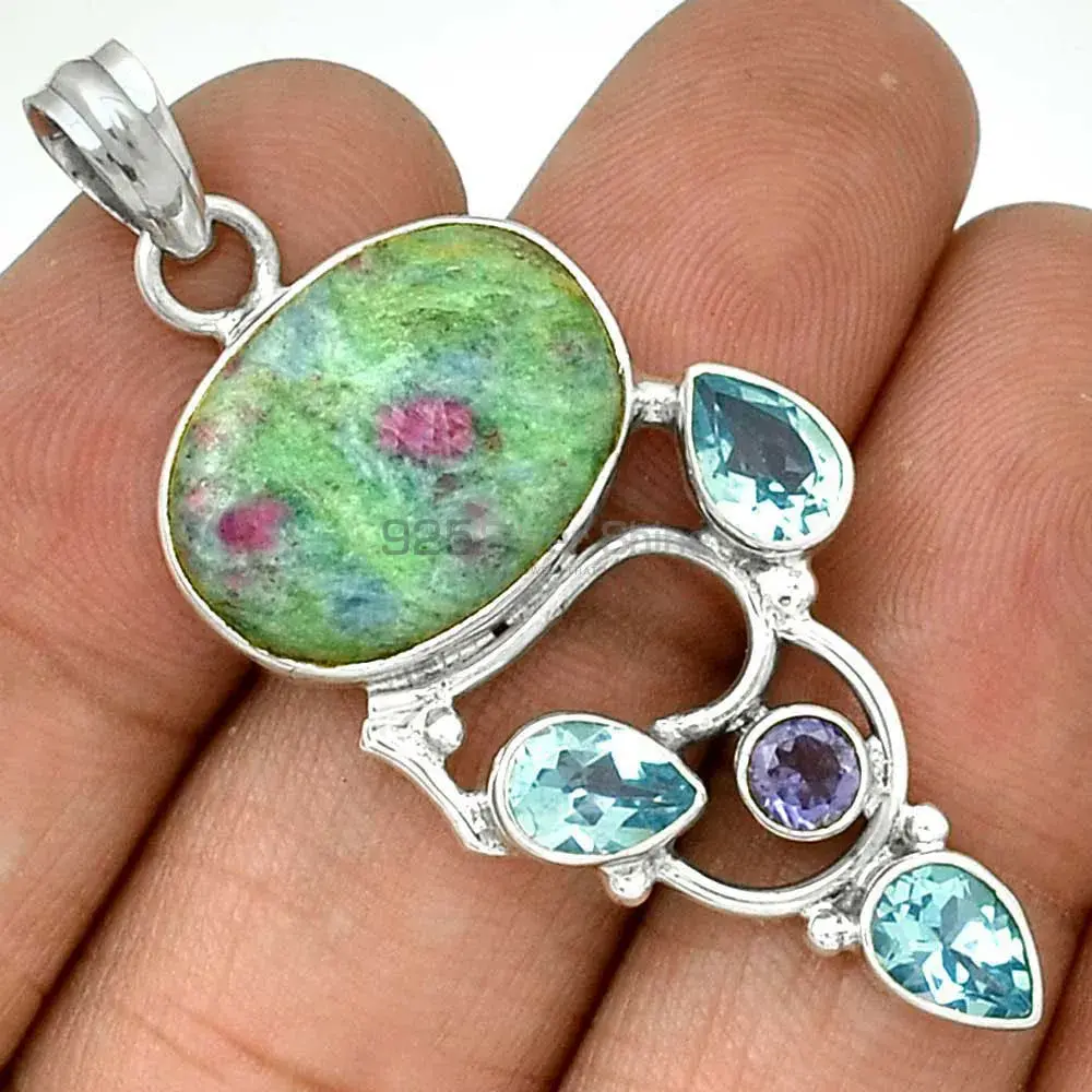 Multi Gemstone Pendants In Fine Sterling Silver Jewelry 925SP092-1_1