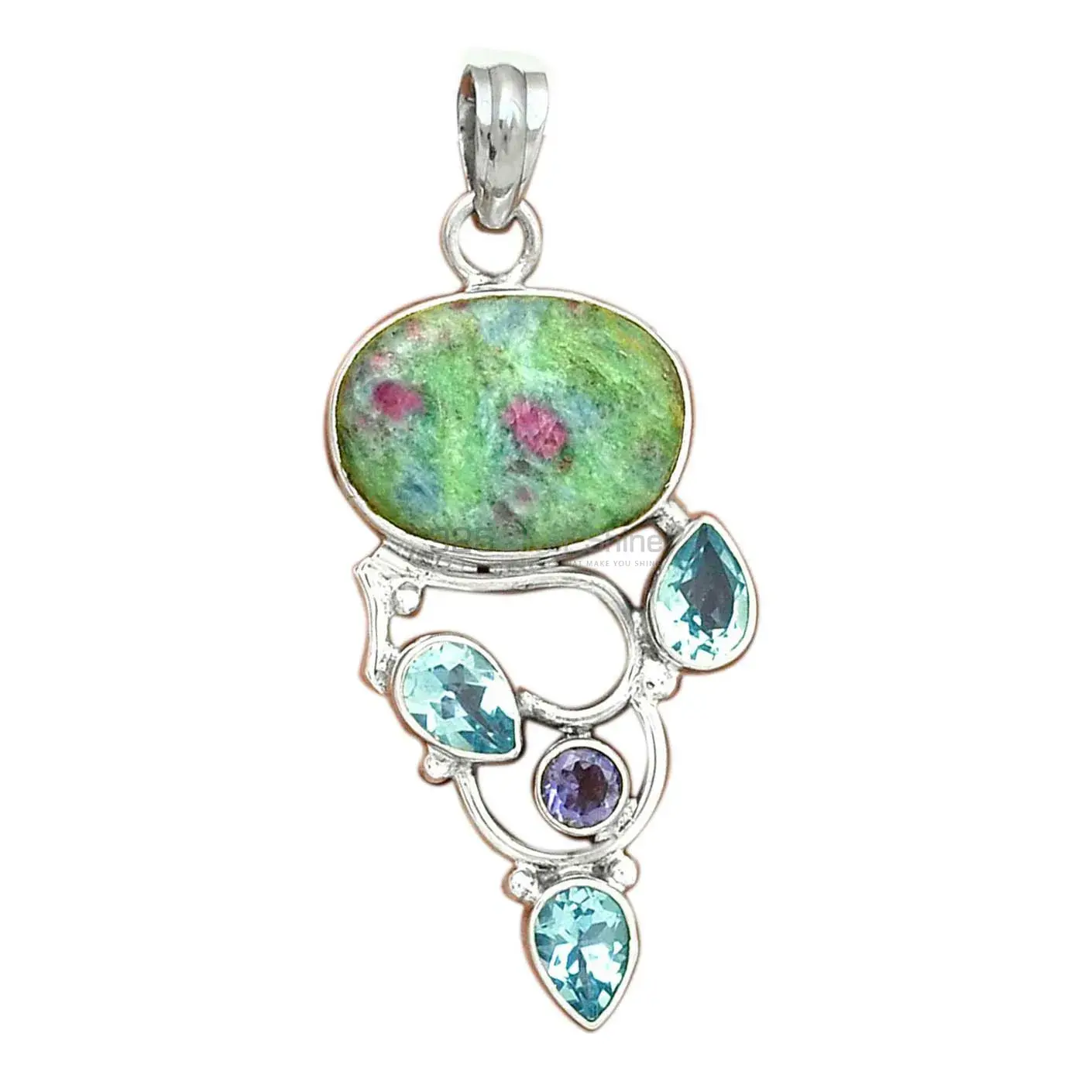 Multi Gemstone Pendants In Fine Sterling Silver Jewelry 925SP092-1_2