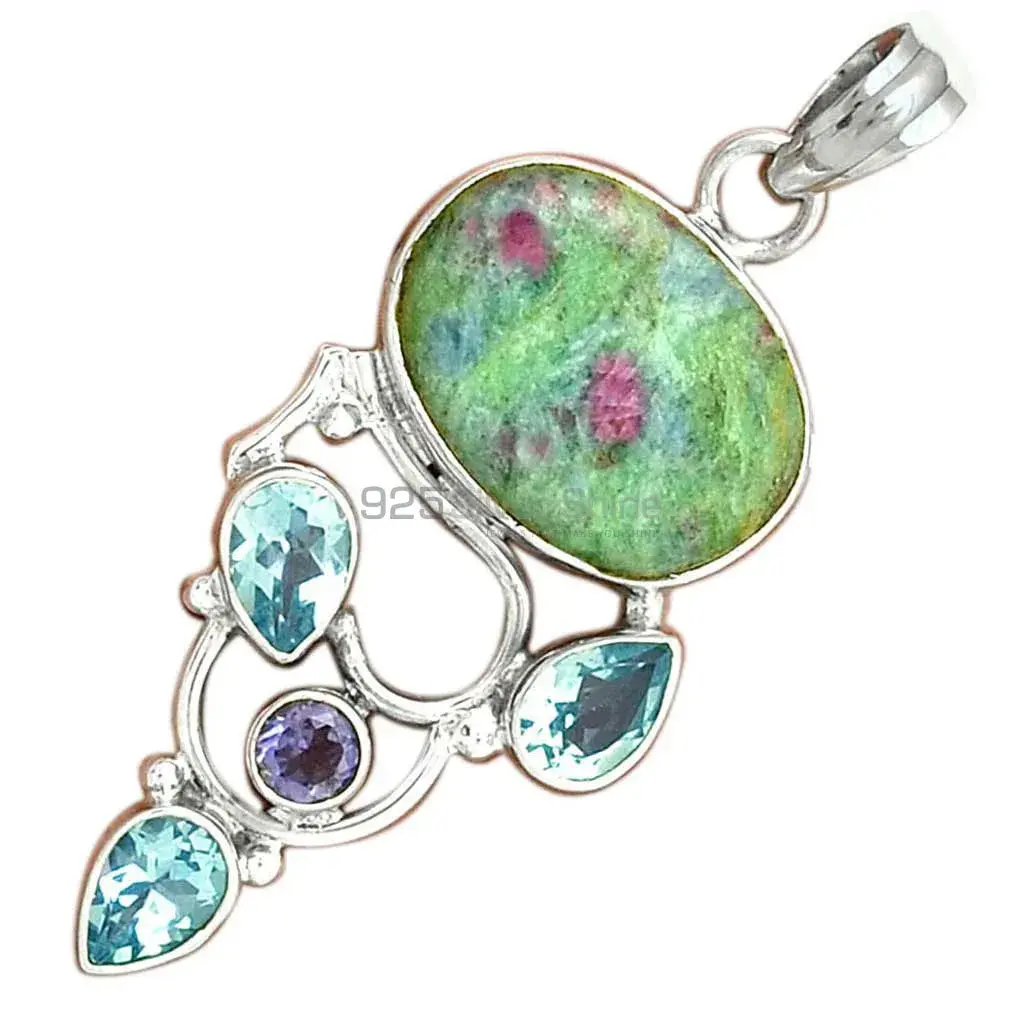 Multi Gemstone Pendants In Fine Sterling Silver Jewelry 925SP092-1_3