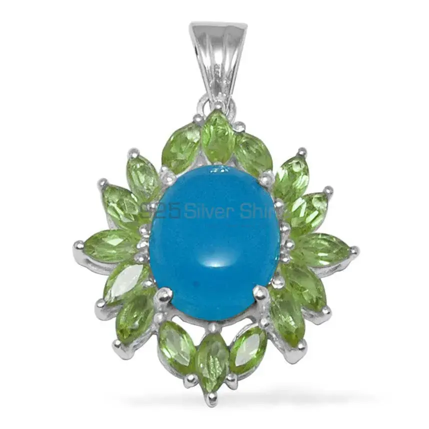 Multi Gemstone Pendants In Fine Sterling Silver Jewelry 925SP1458_0