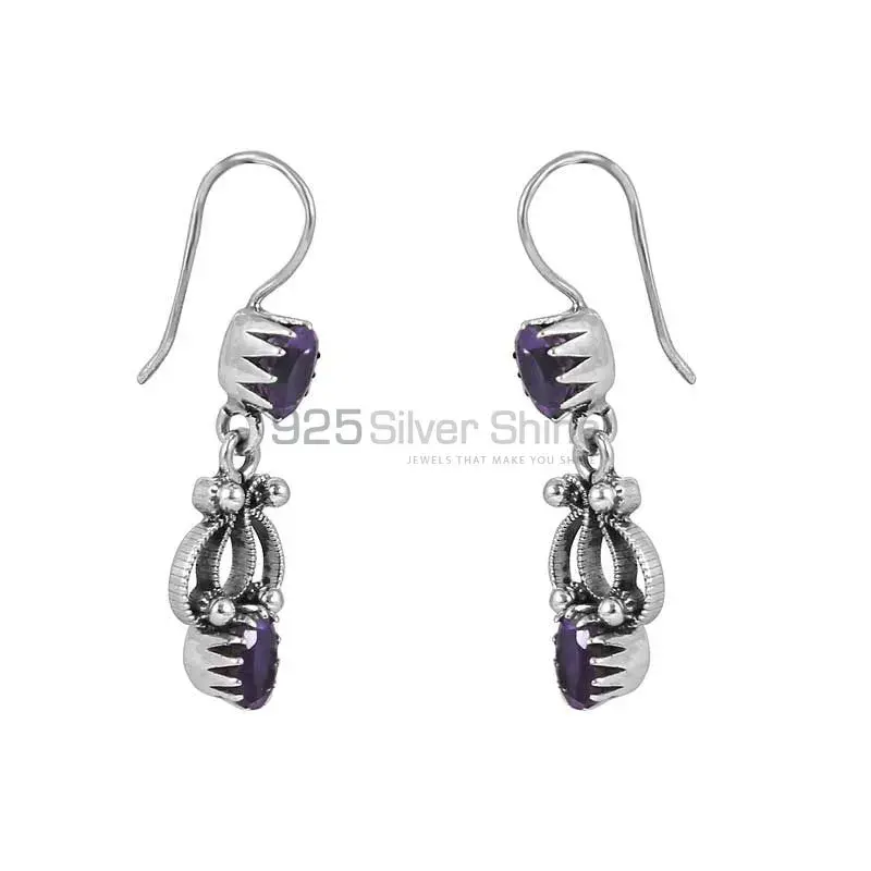 Natural Amethyst Gemstone Earring In Sterling Silver Jewelry 925SE03_0