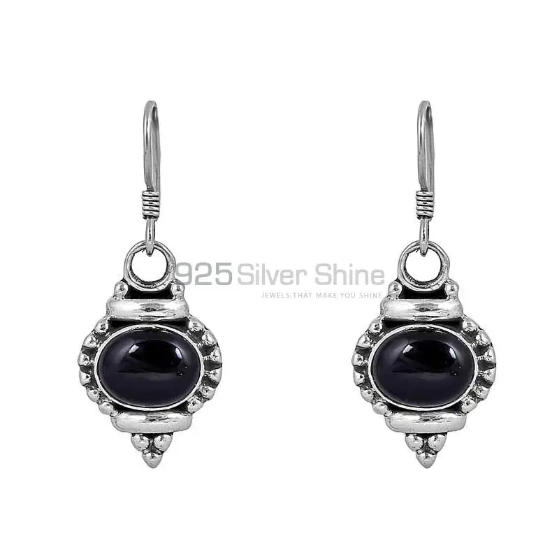 Wholesale Natural Black Onyx Gemstone Earring In 925 Solid Silver Earring 925SE82