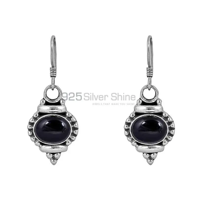 Natural Black Onyx Gemstone Earring In 925 Solid Silver Earring 925SE82_1