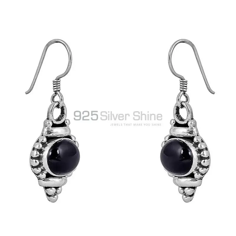 Wholesale Natural Black Onyx Gemstone Earring In 925 Solid Silver Earring 925SE82_0