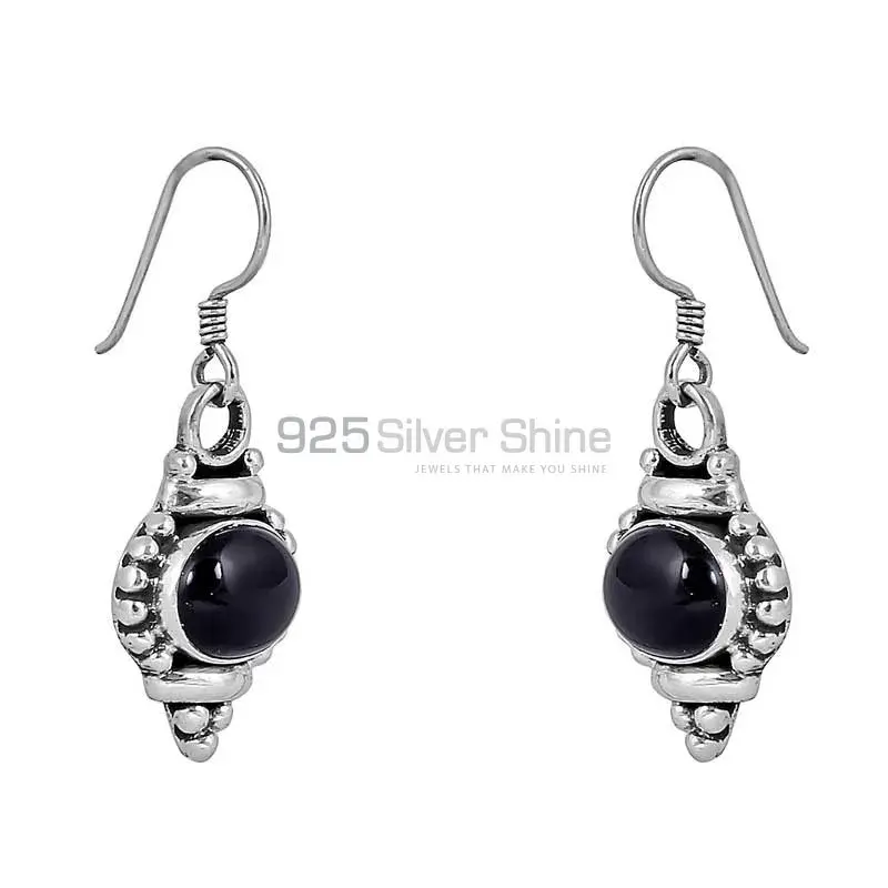Natural Black Onyx Gemstone Earring In 925 Solid Silver Earring 925SE82_2