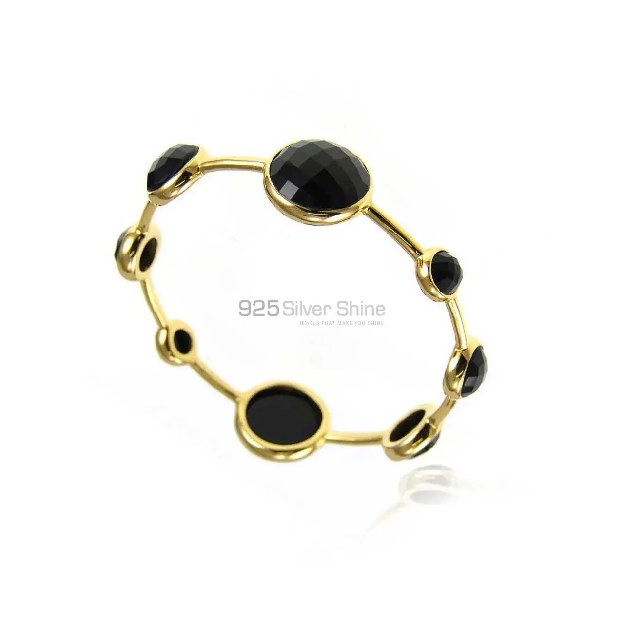 Wholesale Natural Black Onyx Gemstone Handmade Bracelet In Sterling Silver Jewelry 925SSB72_0