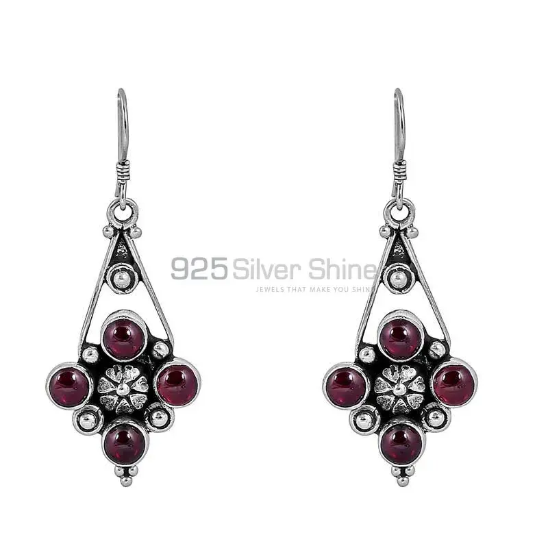 Wholesale Natural Garnet Gemstone Earring In Sterling Silver Jewelry 925SE83