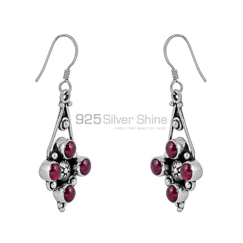 Wholesale Natural Garnet Gemstone Earring In Sterling Silver Jewelry 925SE83_0