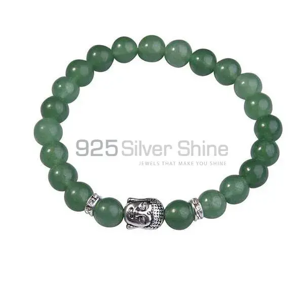 Wholesale Natural Green Aventurine Gemstone Beads Bracelets 925BB126