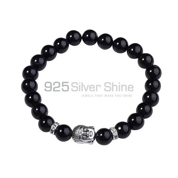 Wholesale Natural Loose Black Onyx Gemstone Beads Bracelets 925BB131