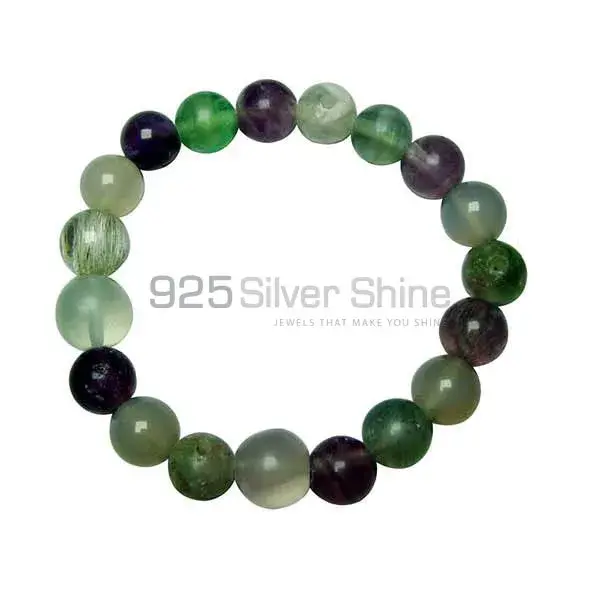 Wholesale Natural Loose Fluorite Gemstone Beads Bracelets 925BB158