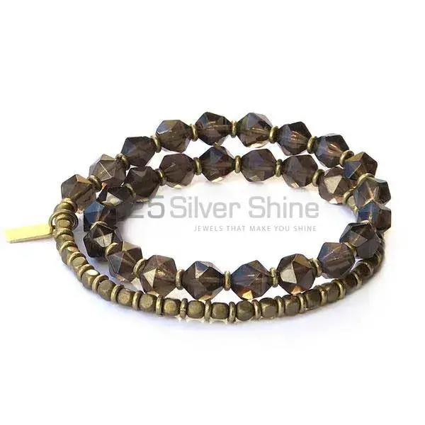 Wholesale Natural Loose Smoky Quartz Gemstone Beads Bracelets 925BB218