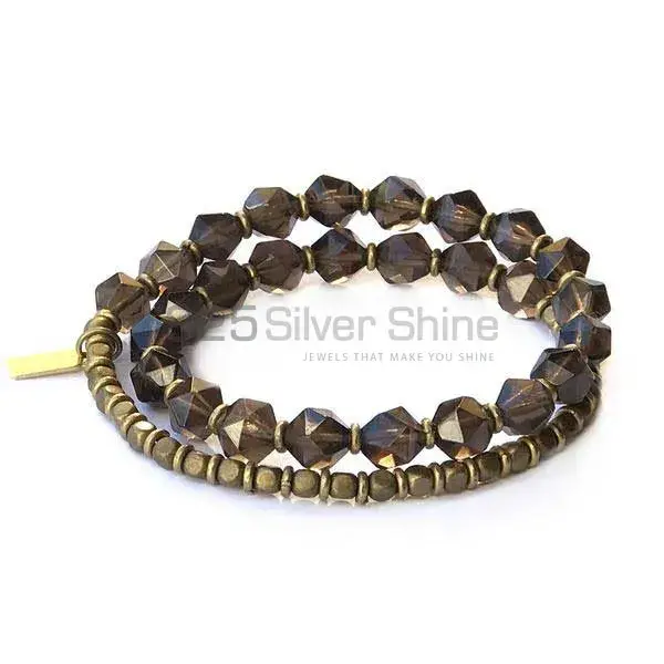 Natural Smoky Quartz Gemstone Beads Bracelets 925BB218
