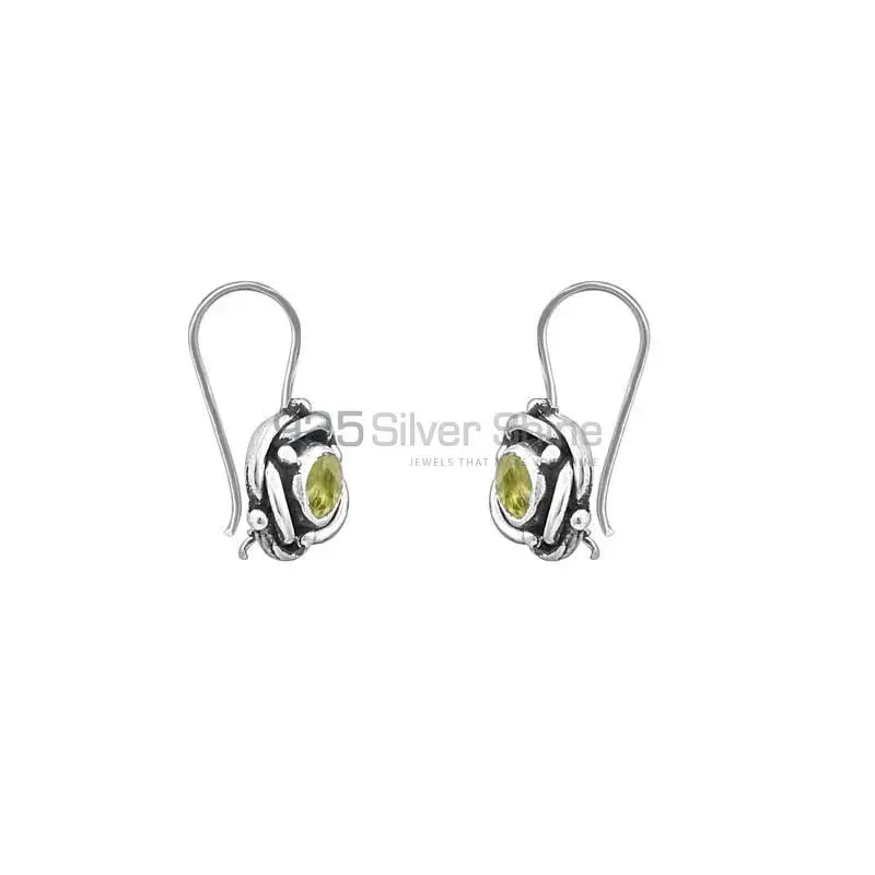 Natural Peridot Gemstone Handmade Earring In 925 Silver 925SE26_2