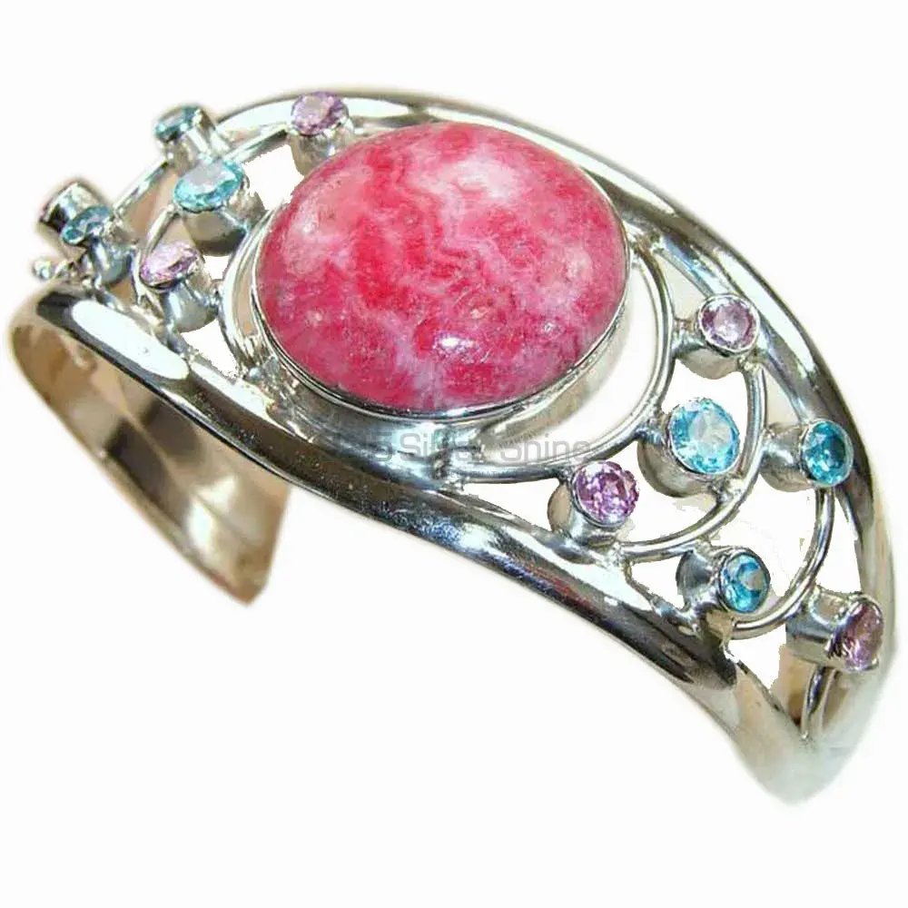 Natural Rhodochrosite-Multi Stone Gemstone Bracelet In Sterling Silver Jewelry 925SSB178