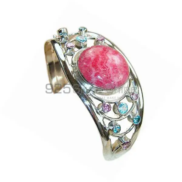 Natural Rhodochrosite-Multi Stone Gemstone Bracelet In Sterling Silver Jewelry 925SSB178_0