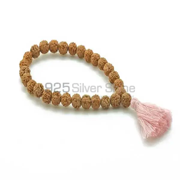 Wholesale Natural Rudraksha Tassel Wrist Gemstone Beads Bracelets 925BB214