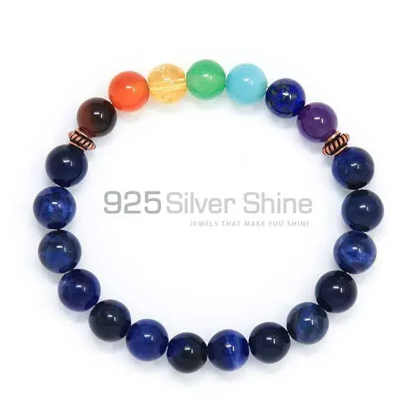 Wholesale Natural Sodalite-Multi Chakra Gemstone Beads Bracelets 925BB219