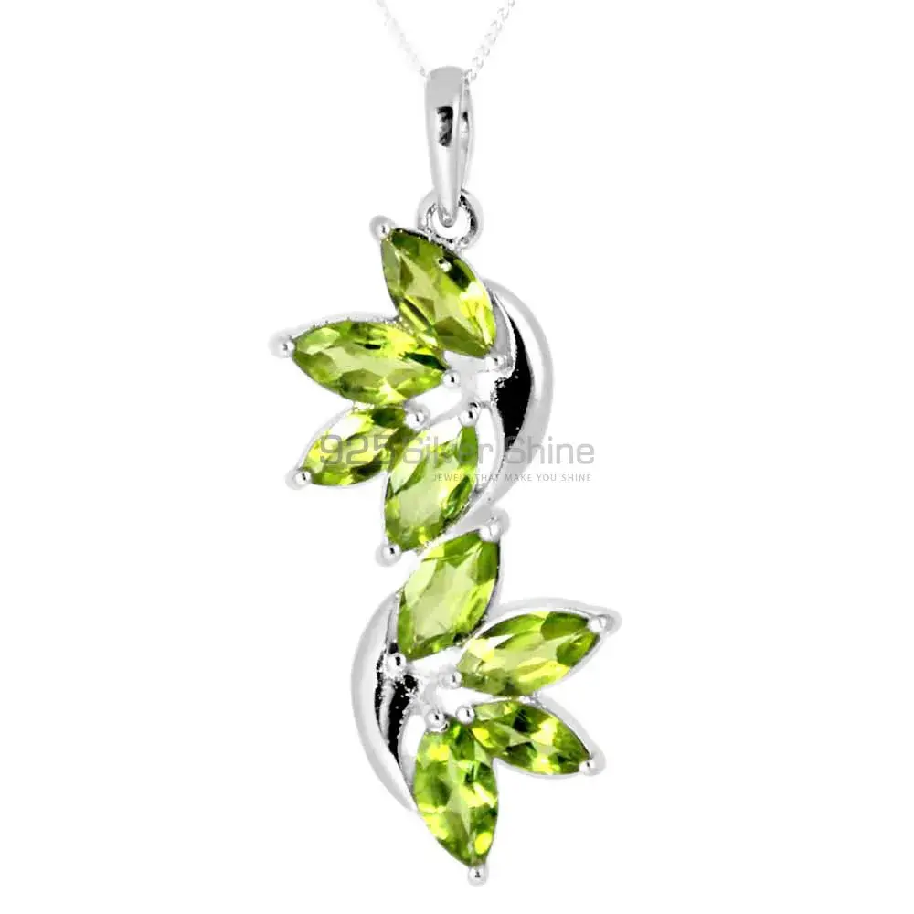 Wholesale Peridot Gemstone Handmade Pendants In 925 Sterling Silver Jewelry 925SP241-6