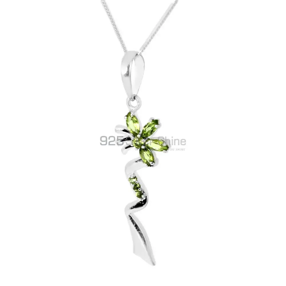 Peridot Gemstone Pendants In 925 Solid Silver Jewelry 925SP212-3