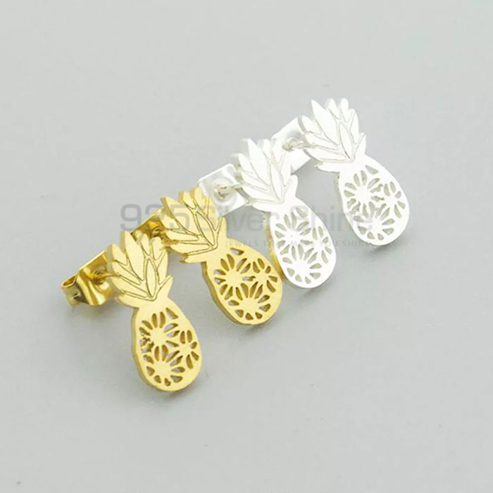 Wholesale Pineapple Fruit Stud Earring In Solid Silver FRME261_1