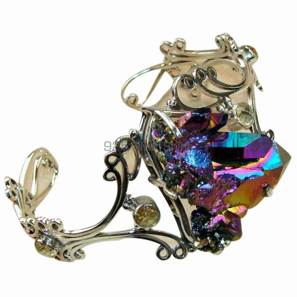 Pyrite Druzy Gemstone Cuff Bangles Or Bracelets In 925 Silver Jewelry 925SSB125