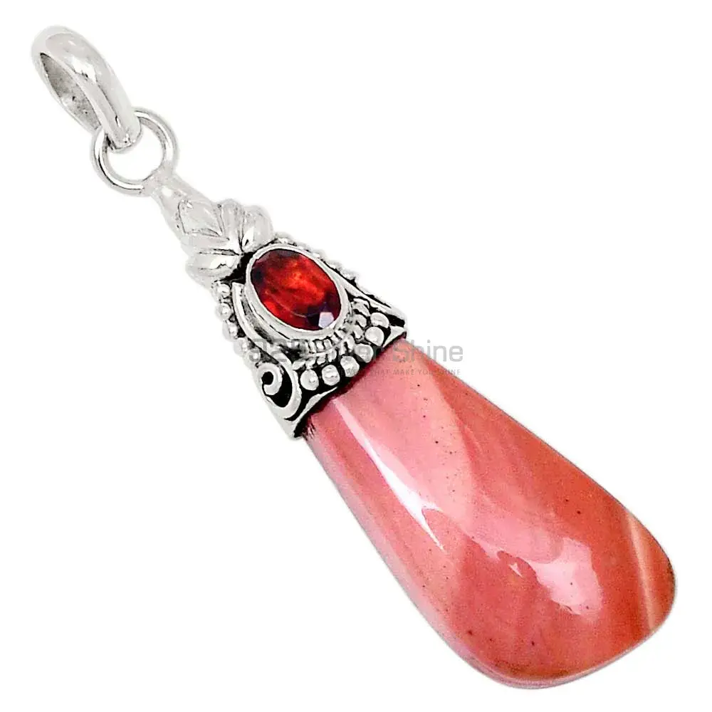 Wholesale Rhodochrosite-Garnet Gemstone Pendants Exporters In 925 Solid Silver Jewelry 925SP201-3