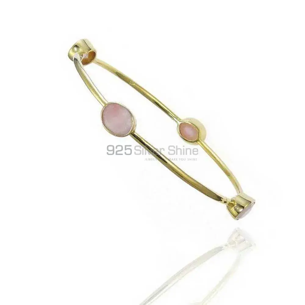 Wholesale Rose Quartz Gemstone Bangles In 925 Sterling Silver Gold Vermeil 925SSB113_0