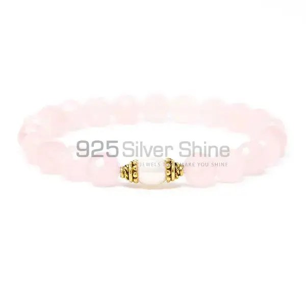 Wholesale Rose Quartz Gemstone Beaded Bracelets 925BB319