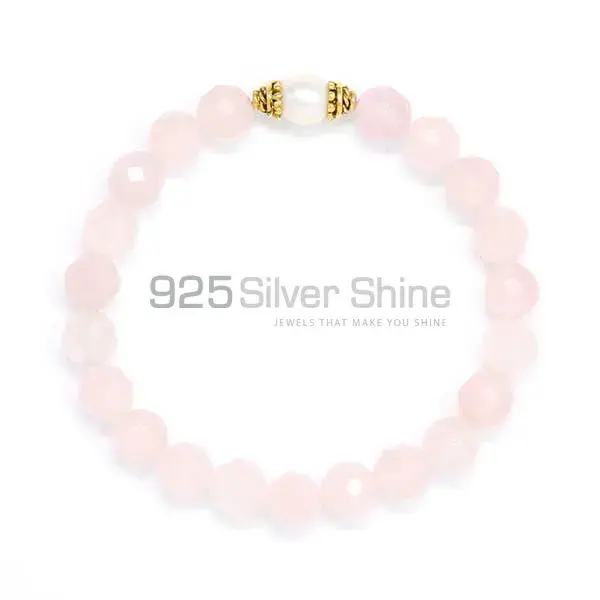 Wholesale Rose Quartz Gemstone Beaded Bracelets 925BB319_0