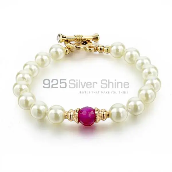 Wholesale Semi Precious Pearl Gemstone Beads Bracelets 925BB185