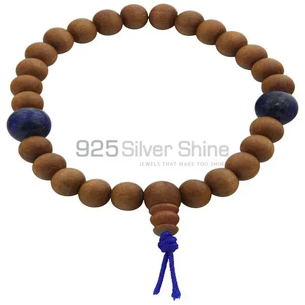 Wholesale Semi Precious Sandalwood Gemstone Beads Bracelets 925BB216