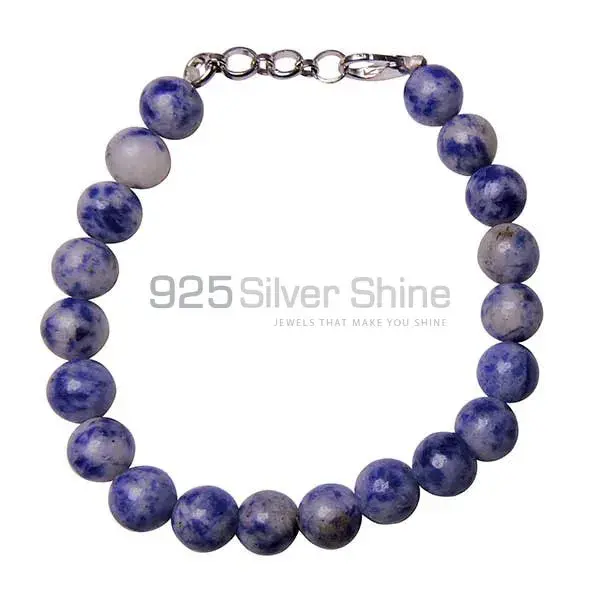 Semi Precious Sodalite Gemstone Beads Bracelets 925BB220